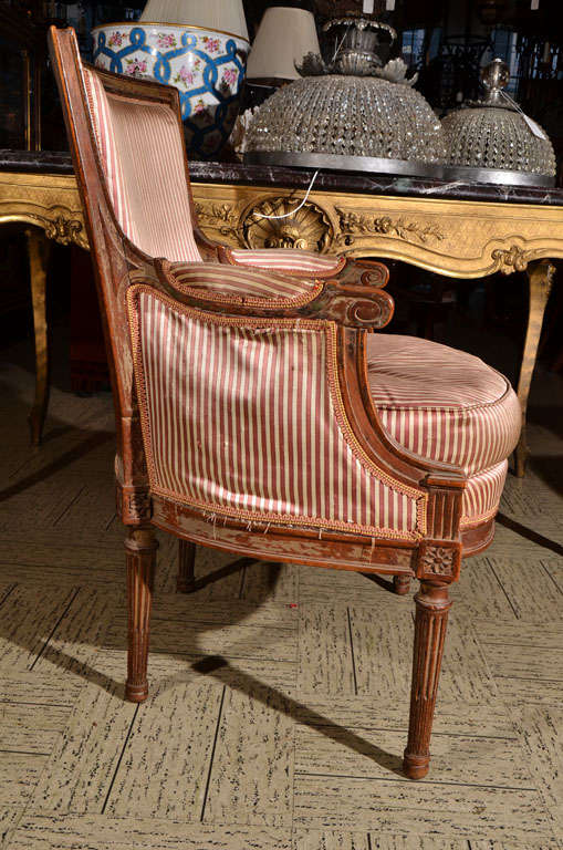 Pair French Louis XVI style arm chairs For Sale 1