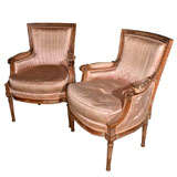 Pair French Louis XVI style arm chairs
