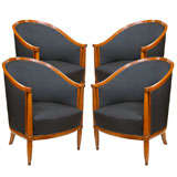 Quatre chaises Art Deco à dossier baril