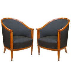 Antique Pair of  Art Deco Barrel Back Chairs