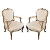 Pair Of Painted Fauteuils