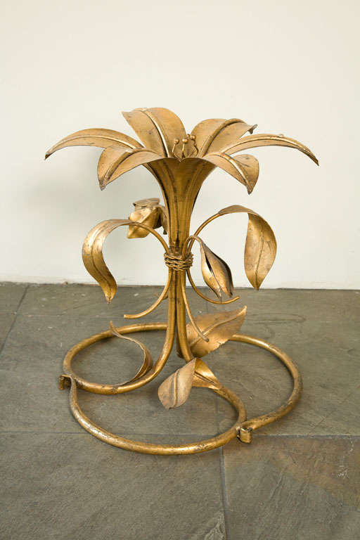 Metal Gilt Flower Side Table