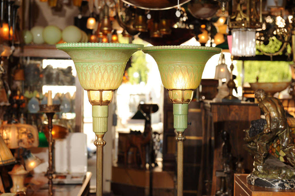 20th Century Pair of American Torchiere Floor Lamps