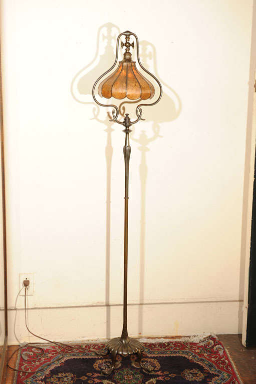 American Four Footed Harp Style Floor Lamp/Mica Shade