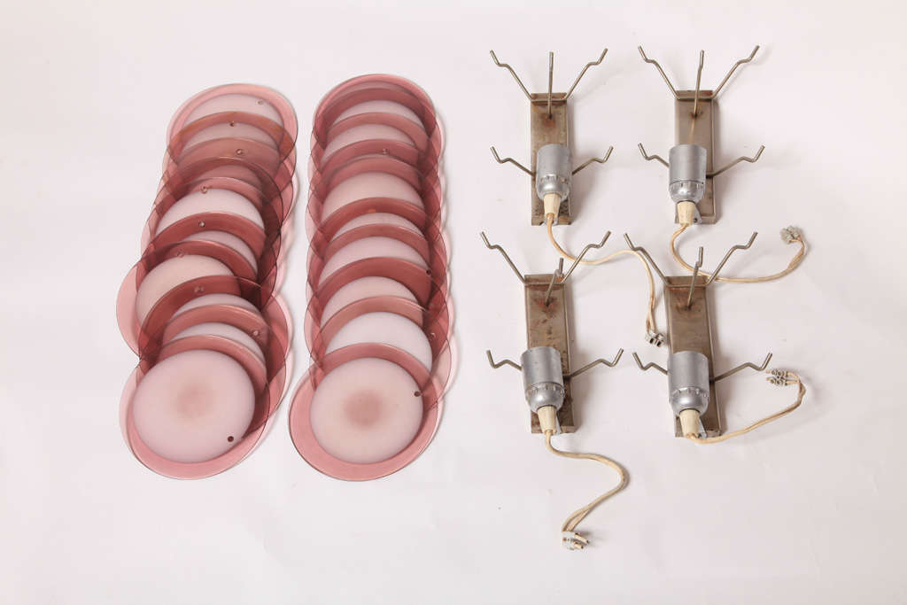 Vistosi Purple Murano Glass Disk Sconces