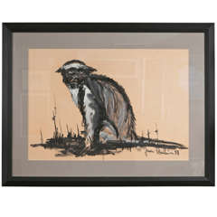 1950's Gouache of Monkey by Jean Poulain