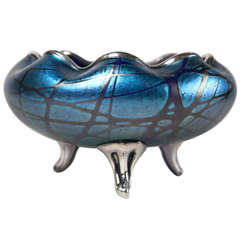 Loetz Silver Overlay Bowl with Ruffled Edge