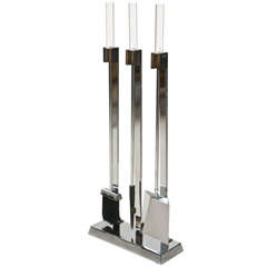 Lucite and Chrome Fire Tool Set