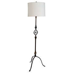 Antique French Forged Iron Floor Lamp