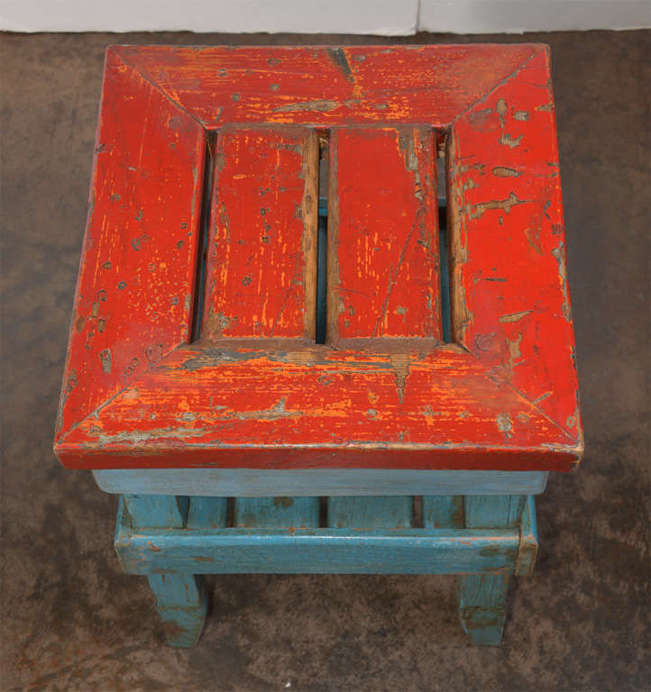 Antique French Folk Art End Table in Painted Pine  4