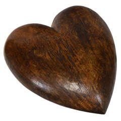 Antique Italian Carved Walnut Paper Mache Heart Mold
