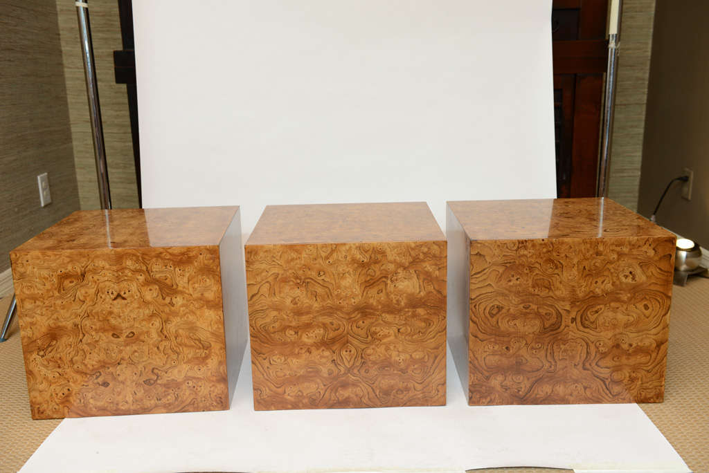 Set of Three Burlwood Cubes by Pace