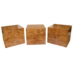 Set of Three Burlwood Cubes by Pace