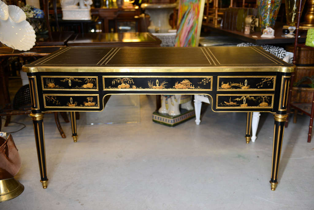 French Louis XVI style Chinoiserie Bureau Plat