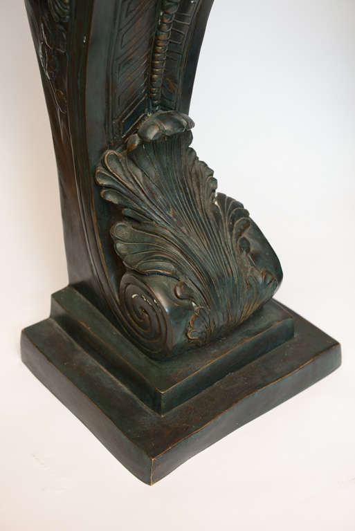 20th Century Pair Neo Classical Cast Bronze Pedestal Statue