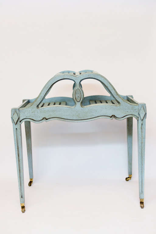 A sweet and unusual country French pastry cart painted Marie Antoinette blue.