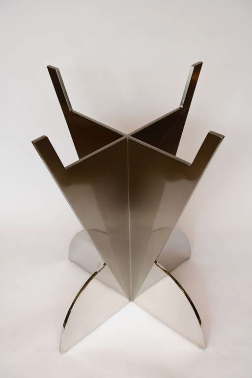 Stunning polished and matte stainless steel Arrowhead table base.  Sold with a 54