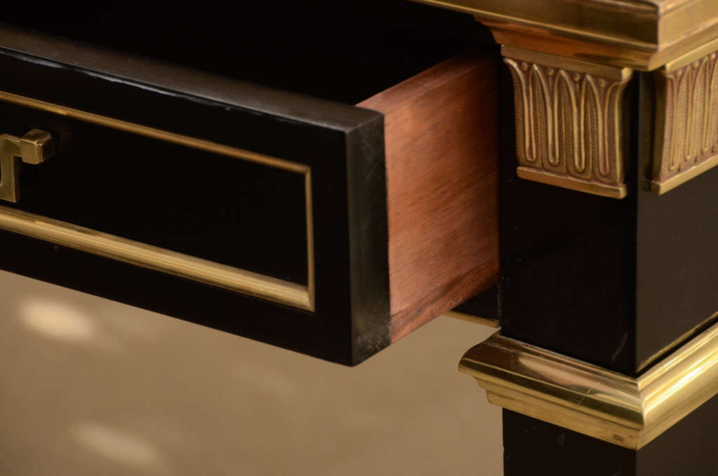 Spectacular Jansen Gilt Mounted and Black Lacquered Desk In Excellent Condition In Water Mill, NY