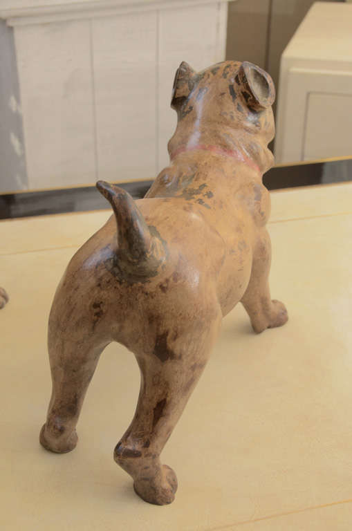 Pair of Polychrome Decorated Terracotta Figures of Bull Dogs 4
