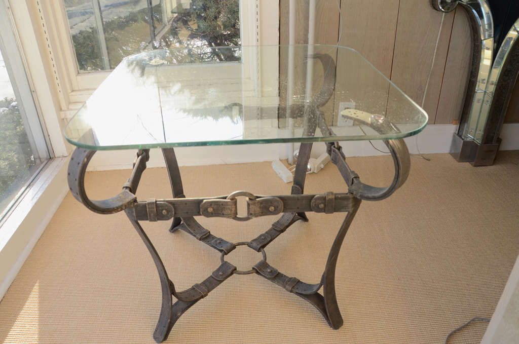 Pair of Unusual Iron Occasional Tables with Glass Tops For Sale 2