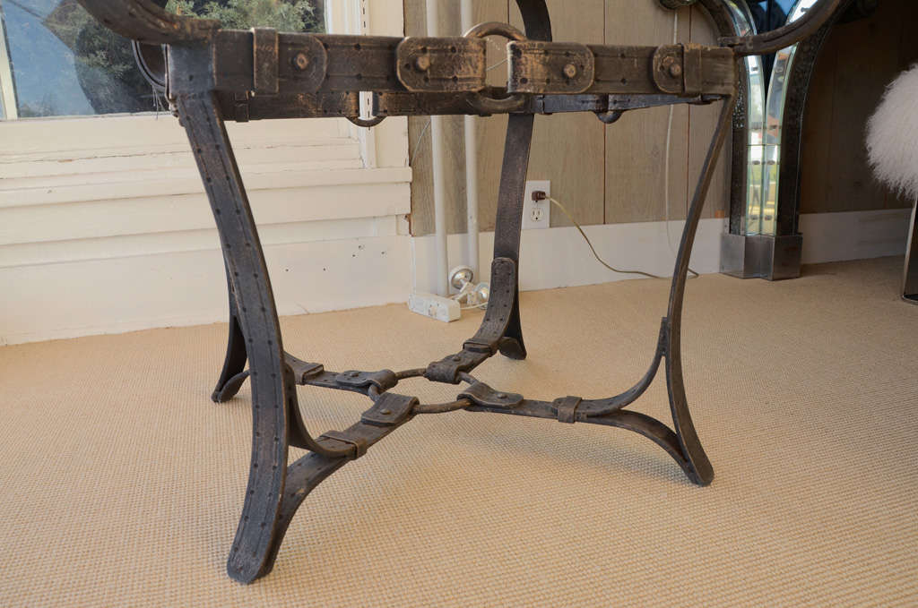 Pair of Unusual Iron Occasional Tables with Glass Tops For Sale 4