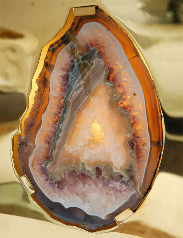 XXIe siècle et contemporain Lampes de table « Pedra » édition spéciale en laiton et agate, étiquette privée Dragonette en vente