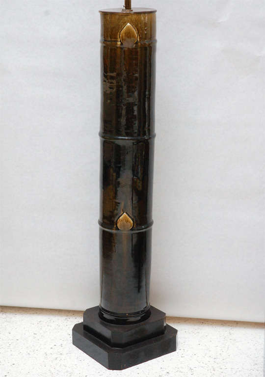 Ceramic Bamboo Floor Lamp by William Haines with Maria Kipp Shade