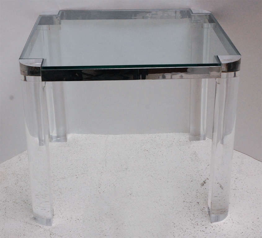 Lucite & Polished Chrome Game Table by Karl Springer