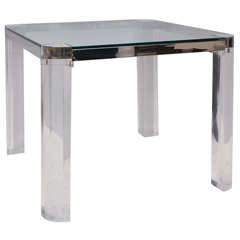 Lucite & Polished Chrome Game Table by Karl Springer