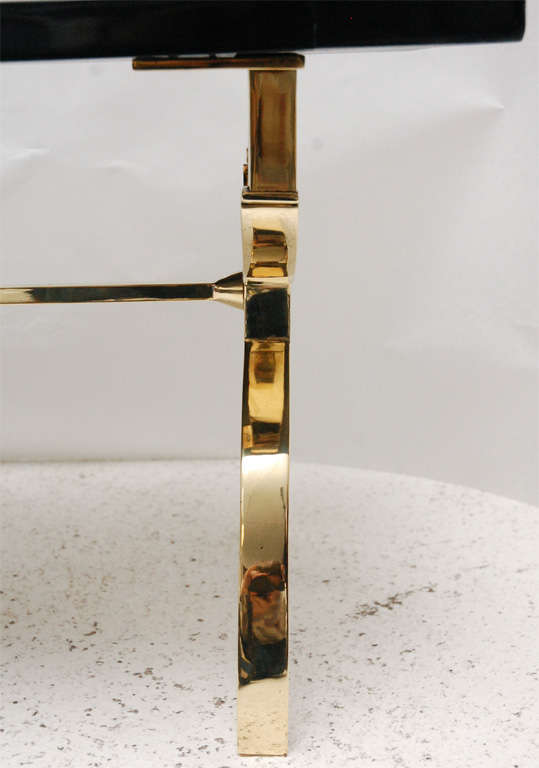 Chic Polished Brass and Lacquered Wood Cocktail Table 1