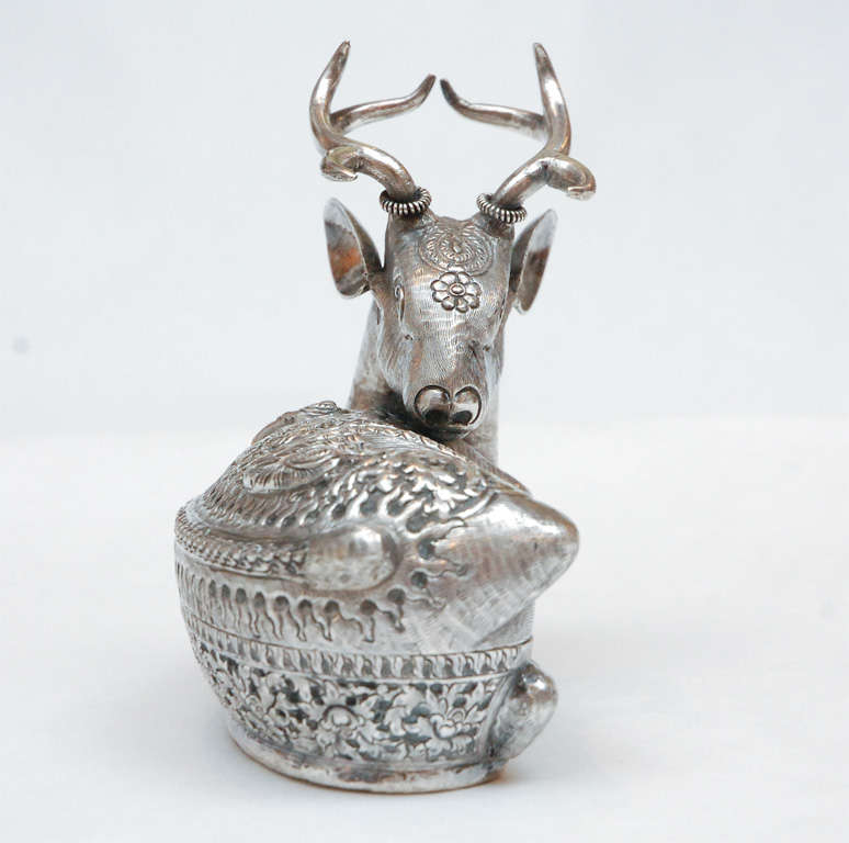 Sterling Silver Stag Box In Excellent Condition In Palm Desert, CA
