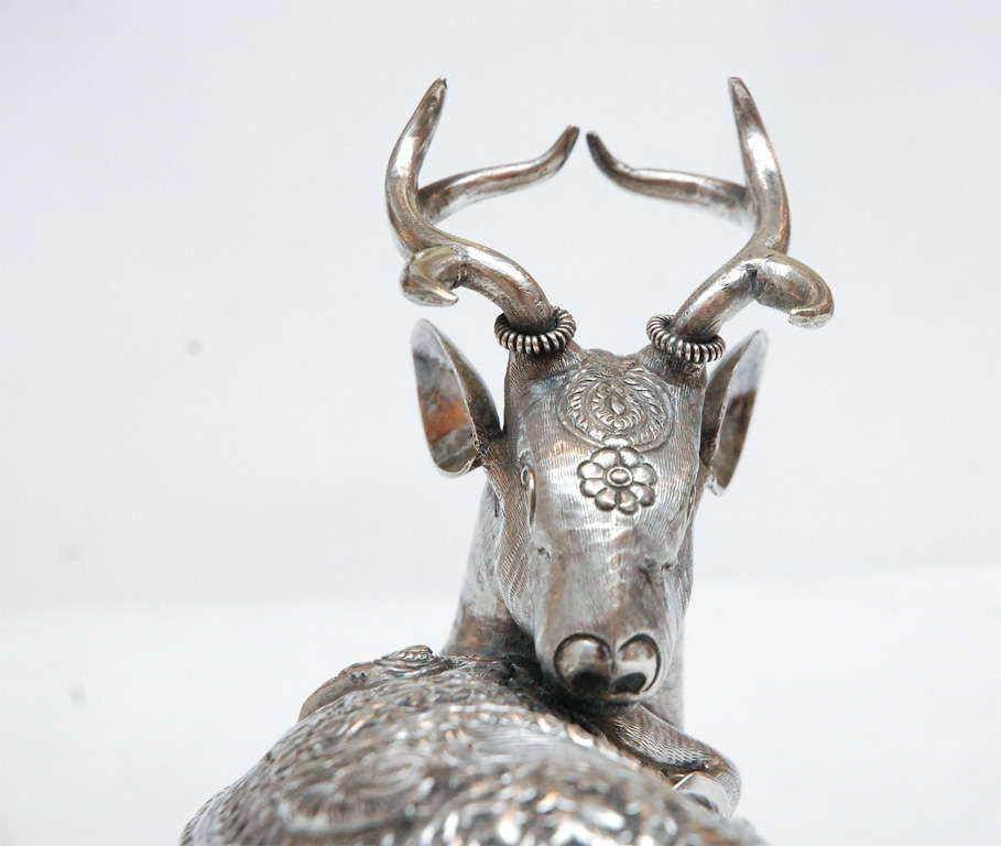 20th Century Sterling Silver Stag Box