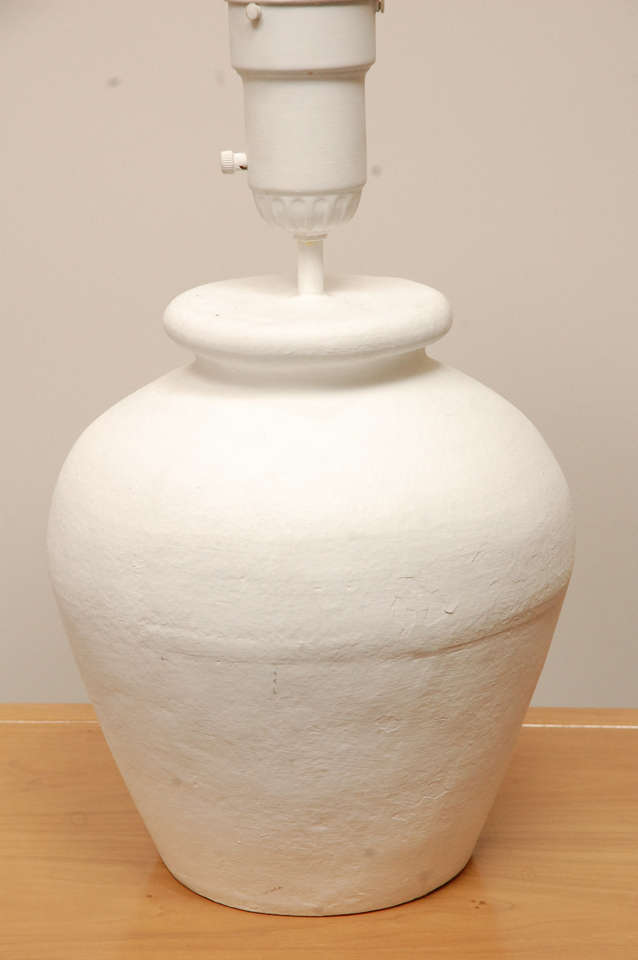 American Frances Elkins Bean Pot Lamp in White Plaster Finish