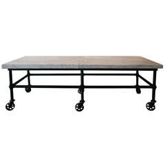 Massive Carrera Slab Top Kitchen Table, New England