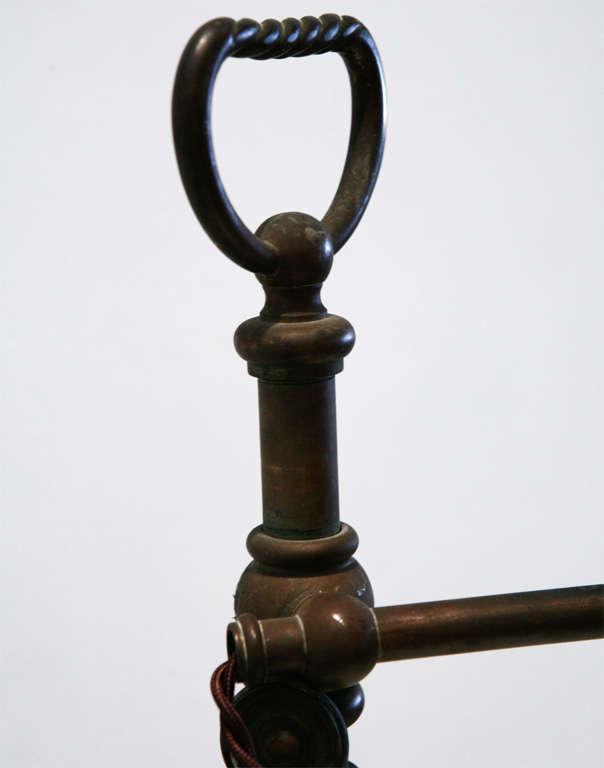 Large Bronze Double-headed Task Light , Maine Ca. 1900 3