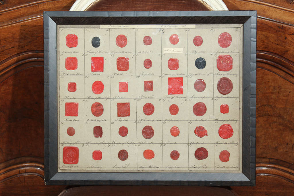 A 19th century collection of framed French wax seals