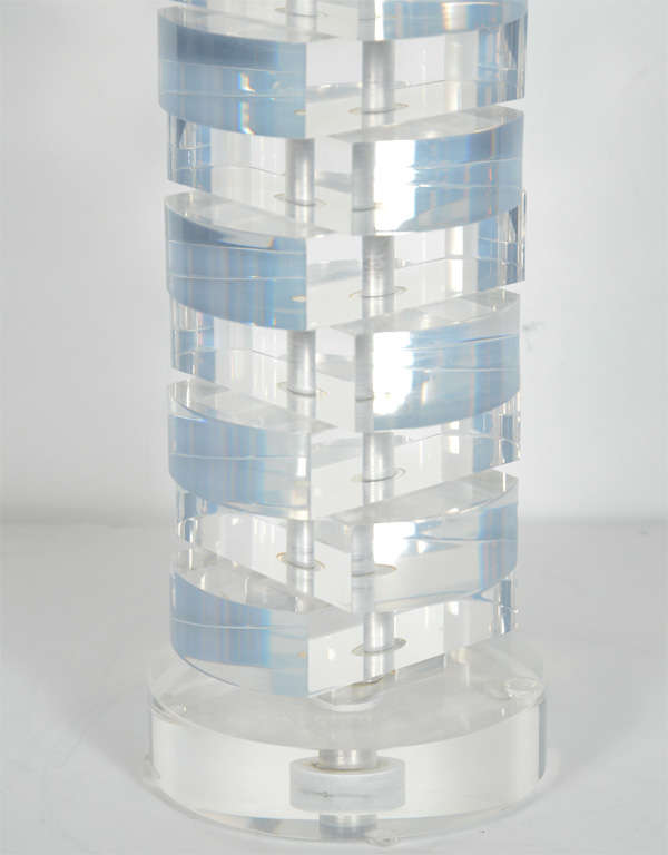 American Mid-Century Modern Stacked Lucite Block Lamp