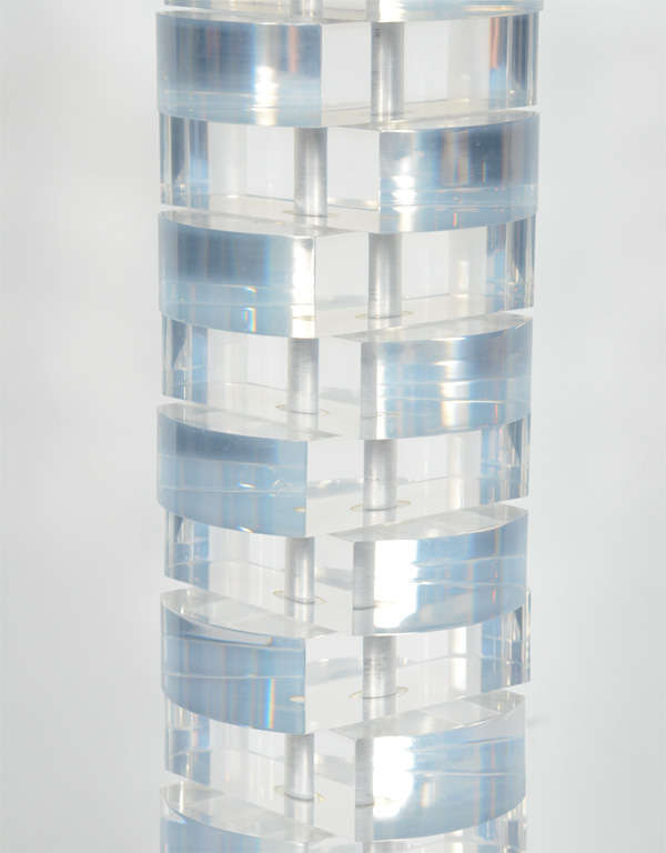 Polished Mid-Century Modern Stacked Lucite Block Lamp