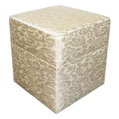 Vintage Hollywood Regency Damask Silk Ottoman / Vanity Stool