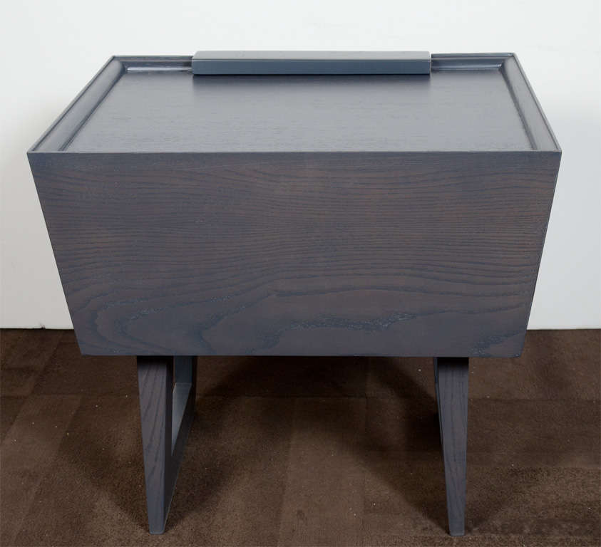 20th Century Pair of Modernist Grey Cerused Oak End Tables/Night Stands Designed Paul Laszlo