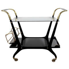 Outstanding Modernist Mid Century Bar Cart In The Manner of Gio Ponti