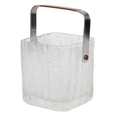 Modernist Vintage Ice Bucket with Textured Ice Glass Design 5