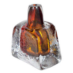 Exceptional Modernist Vase by Esque Studio in Hues of Crimson and Amber