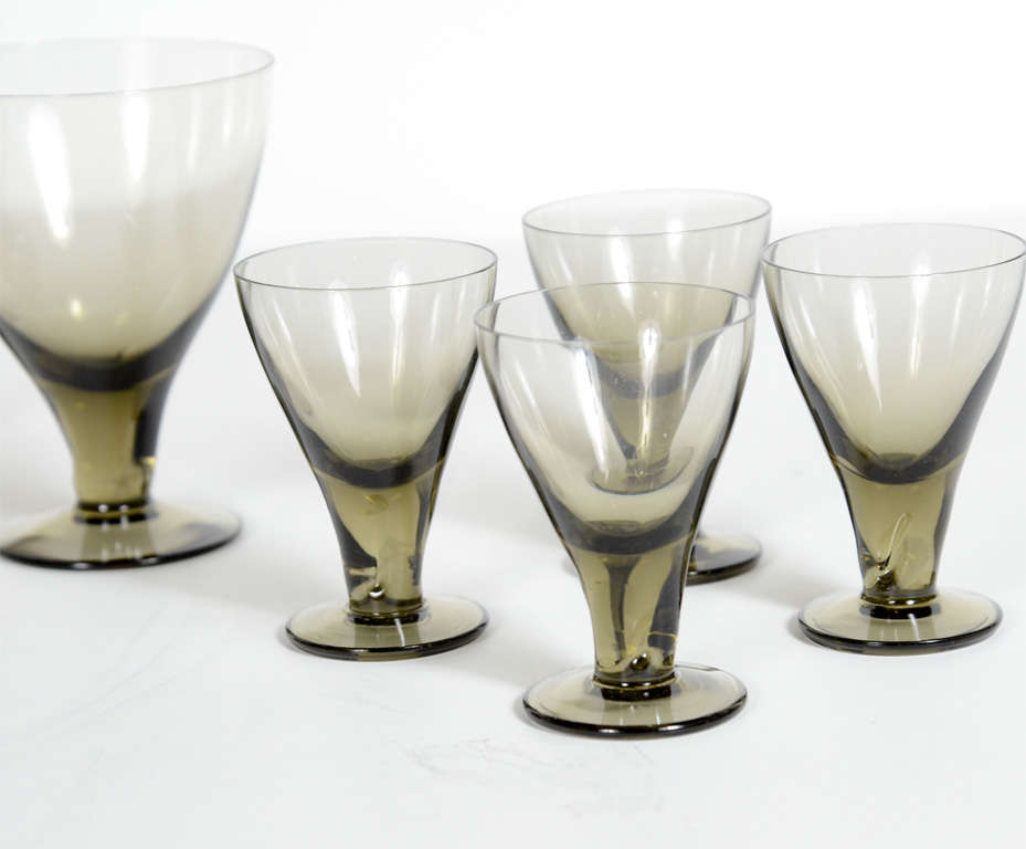 20th Century Oustanding Modernist Set of 24Piece Smoked Crystal Stemware by Orrefors