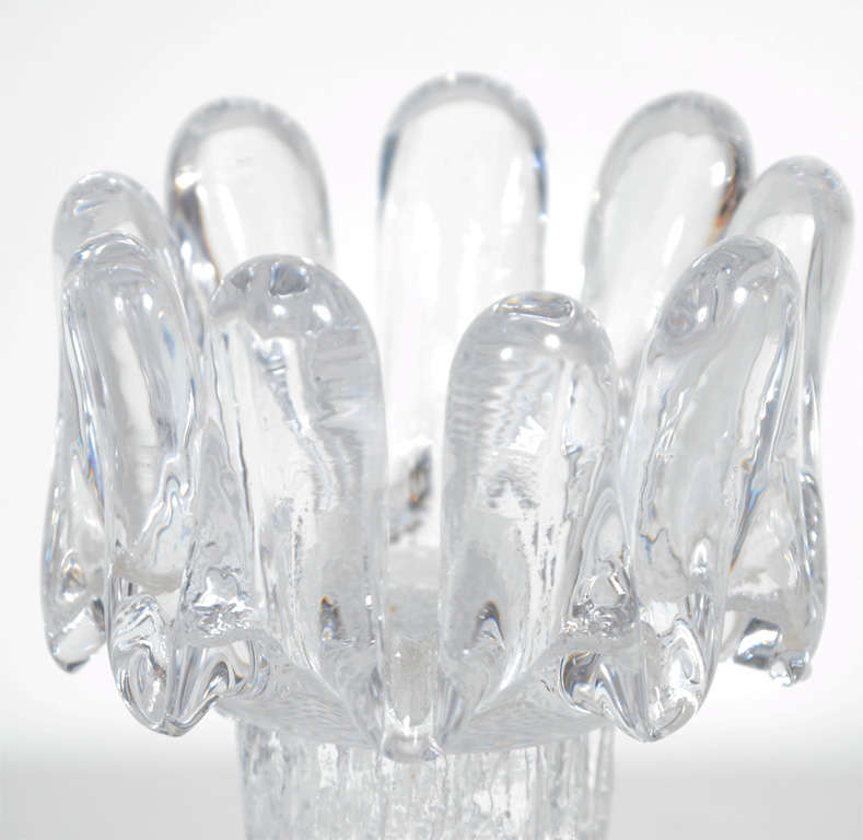 Modernist Glass Candle Holder with Brutalist Design by Kosta Boda In Excellent Condition In Fort Lauderdale, FL