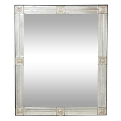 Hollywood Regency Mirror with Silvered Hand Forged Fittings and Antique Borders
