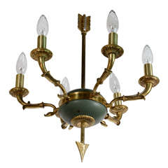 Empire Style Bronze Chandelier with Arrow Stem and Swan Motif