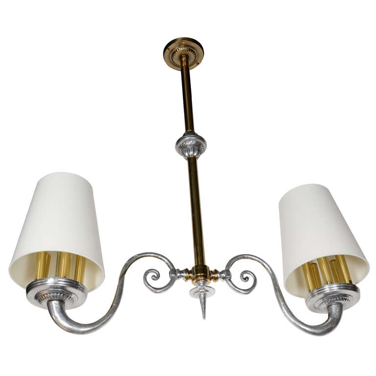 Empire Style Scrolled Two Arm Chandelier with Hand Forged Design