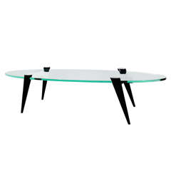 Mid-Century Modern Narrow Elliptic Coffee Table with Tapered Legs