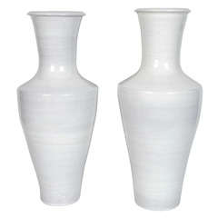 Pair of Blanc de Chine Terracotta Pottery Vases Custom Designed by Bruce Dix